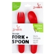 Cucchiaio e forchetta rosso in bioplastica biodegradabile