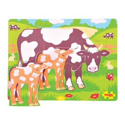 Puzzle mucca in legno Bigjigs